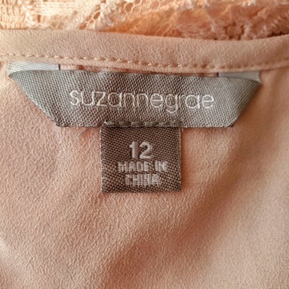 Suzanne Grae Cream Lace Sleeveless Top Blouse Size 12 - Picture 5 of 7